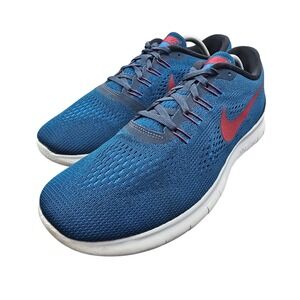 Nike Free RN 2016 Mens Size 10 Running Shoes Blue Red 831508-406 Low Top Sneaker